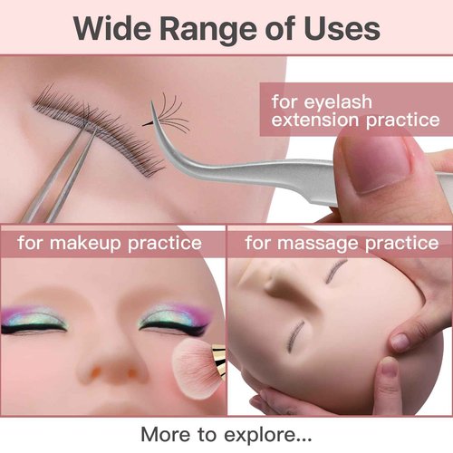 Pretty memory Lash Mannequin Head with 3 Lash Layers, Eyelash Mannequin Head Training Flat Make Up Manikin Cosmetology Mannequin Doll Face Head for Practice