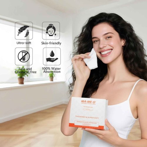 MAMEO Ultra Thick Disposable Face Towels XL, Lint-Free Facial Wipes for Makeup Removal & Gentle Skin Care,160 Count（4 Pack）