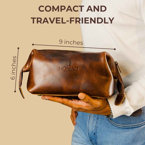Premium Leather Travel Toiletry Bag for Men and Women, King-Size Dopp Kit with Waterproof Lining, Mens Toiletry Travel Bag, Men's Toiletry Bag, Mens Travel Bag Toiletry Kit, Leather Toiletry Bag Men