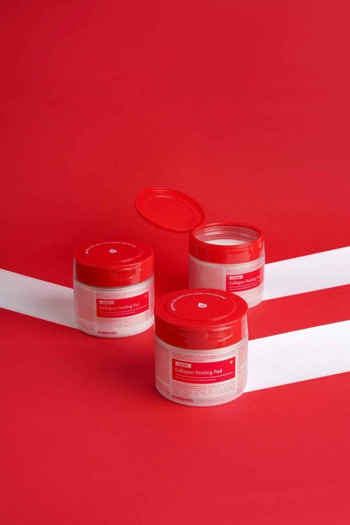 [MEDI-PEEL] Red Lacto Collagen Peeling Pad 70Count | Exfoliating & Cleansing Pad with Collagen, Anti aging, Soothing, Healing, Moisturizing | Korean Skincare, For All Skin Types