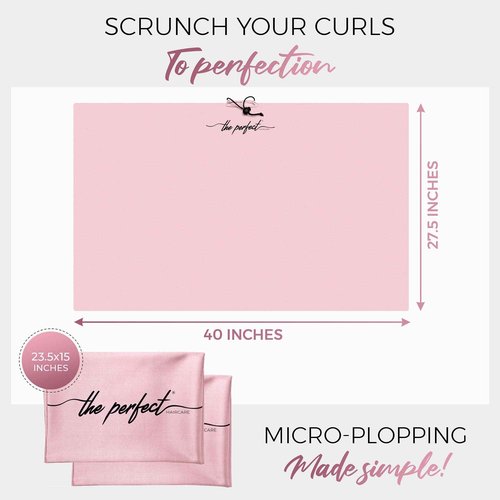 THE PERFECT HAIRCARE Curly Hair Girls Microfiber Plopping Towel Set - Anti-frizz Silky Smooth Hair Drying Wrap for Women - Super Absorbent Large Hair Towel + 2 Scrunching Towels to Micro Plop