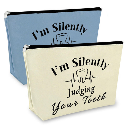 Dentist Gift Makeup Bag Dental Hygienist Gift Dental Assistant Gift Dental Student Gift Cosmetic Bag Dentist Graduation Gift Dental Gifts for Women Dentist 2Pcs Travel Pouch Christmas Birthday Gift