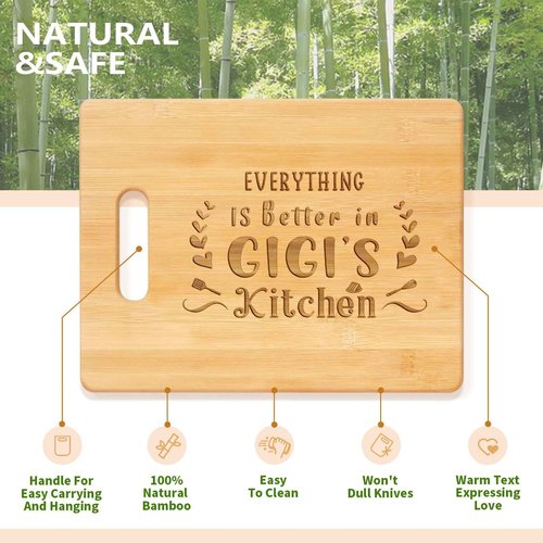 Pandasch Gigi Gifts, Best Gigi Birthday Gifts from Grandkids - Unique Engraved Bamboo Cutting Board, Funny Birthday, Christmas or Mothers Day Gifts for Gigi