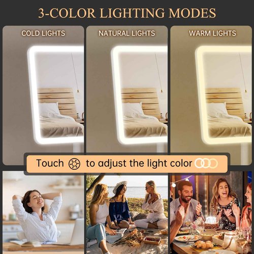 FUNTOUCH Vanity Mirror with Lights, Rechargeable Makeup Mirror with Lights,Smart Touch with 3-Color Lighting, Dimmable, Detachable 40X Magnification for Vanity Desk Tabletop,White