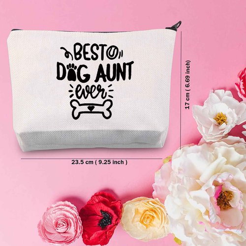 TSOTMO Dog Auntie Makeup Bag Best Dog Aunt Ever Cosmetic Bag for Owners Pet Lovers