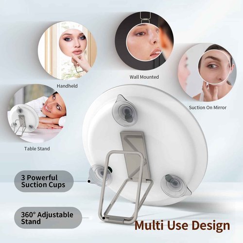 Travel Magnifying Mirror 30x Large 6” Diameter Makeup Mirror with Magnification 30x, Portable Handheld Close Up Magnified Mirror with Stand & Suction Cups, Perfect for Makeup, Shaving, Deep Cleaning