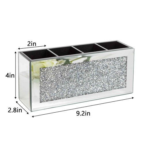 SHYFOY Silver and Black 4-Slot Makeup Brush Holder Set