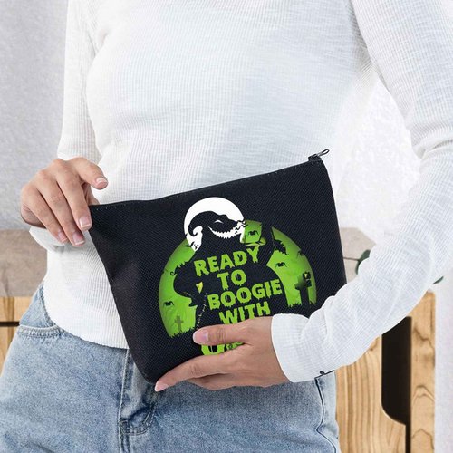 Funny Ghost Cosmetic Makeup Bag Ghost Fans Inspired Gifts Ready To Ghost With Oogie Zipper Pouch Bag (READY Ghost)