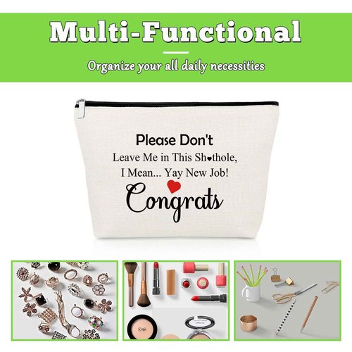 Funny Gifts for Coworker Leaving New Job Makeup Bag Farewell Gifts for Coworkers Congratulation Cosmetic Bag for Employee Colleague Leaving Presents Going Away Presents for Friends Cosmetic Pouch