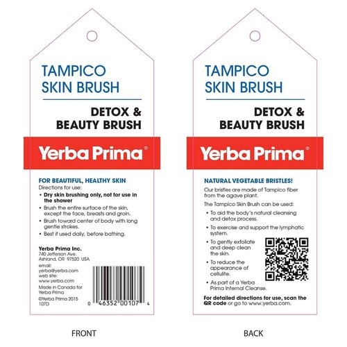 Yerba Prima Tampico Skin Brush (Pack of 2) - Natural Vegetable Fiber Bristles for Dry Skin Brushing