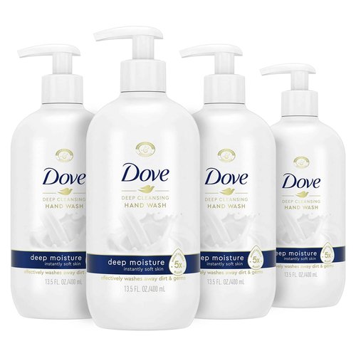 Dove Deep Moisture Hand Wash For Clean and Softer Hands Cleanser That Washes Away Dirt 13.5 oz 4 Count