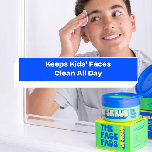 JB SKRUB The Face Pads - Kids, Tween Boys & Teens Acne Cleansing Pads for Cool Confidence - Say Goodbye to Greasy Skin and Hello to Freshness - 40 Cleansing Wipes, Single Pack
