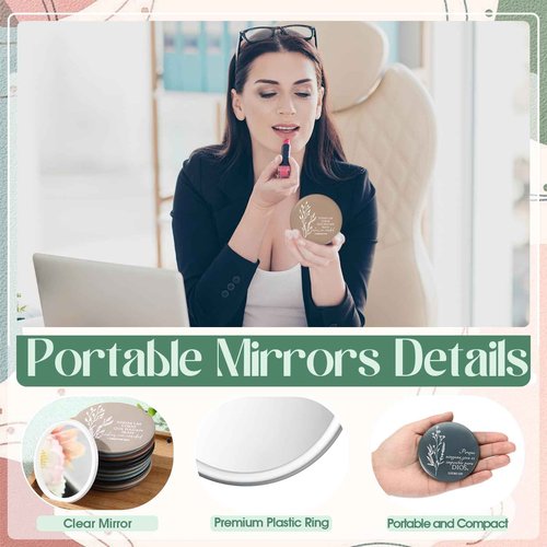 GlikCeil 80 Pcs Christian Compact Mirrors for Women Inspirational Bible Verse Scripture Pocket Mirrors Bulk Mini Purse Makeup Mirror for Grandma Pastor's Wife Christmas Church Party Favor