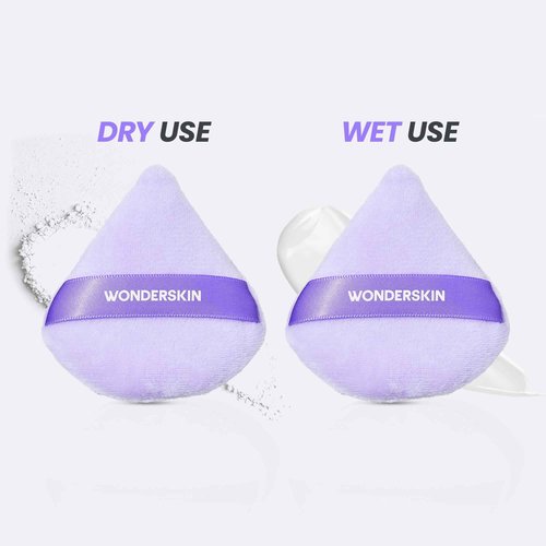 Wonderskin FYP Powder Puff - Triangle, Soft Velour Makeup Puff for Loose or Pressed Setting Powder