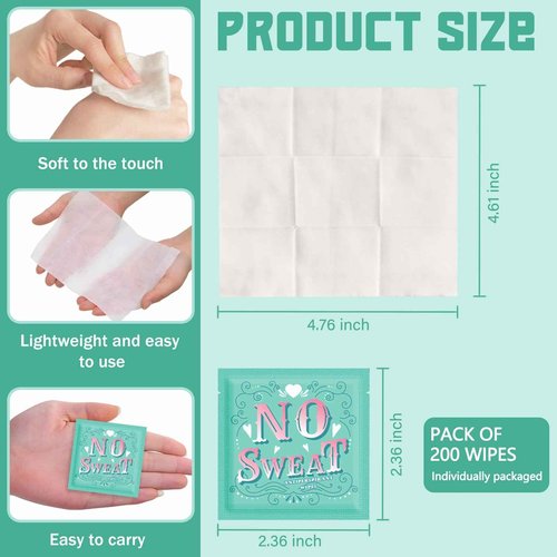BUAEL Travel Deodorant 200 pieces of Antiperspirant deodorant Wipes And Body Wipes Individually Wrap Hypoallergenic Mini Deodorant Underarm Sweating And Travel To Clean Skin For Female Male Teenagers