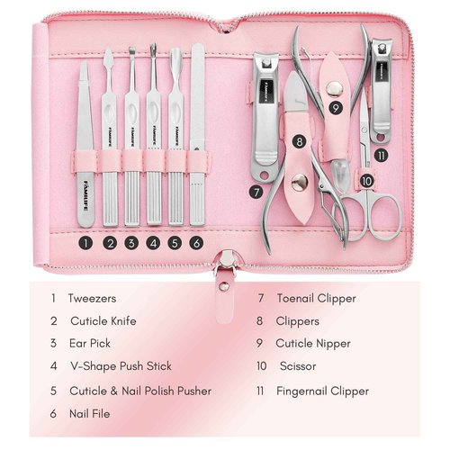 Manicure Set, Familife Manicure Kit Manicure Set Professional 11PCS Nail Clippers for Women Nail Kit Gifts for her and