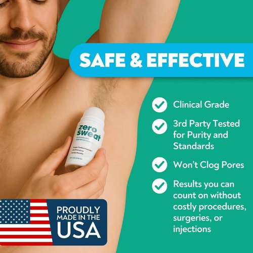 ZeroSweat Antiperspirant Deodorant | Clinical Strength Hyperhidrosis Treatment - Reduces Armpit Sweat (2 Pack)