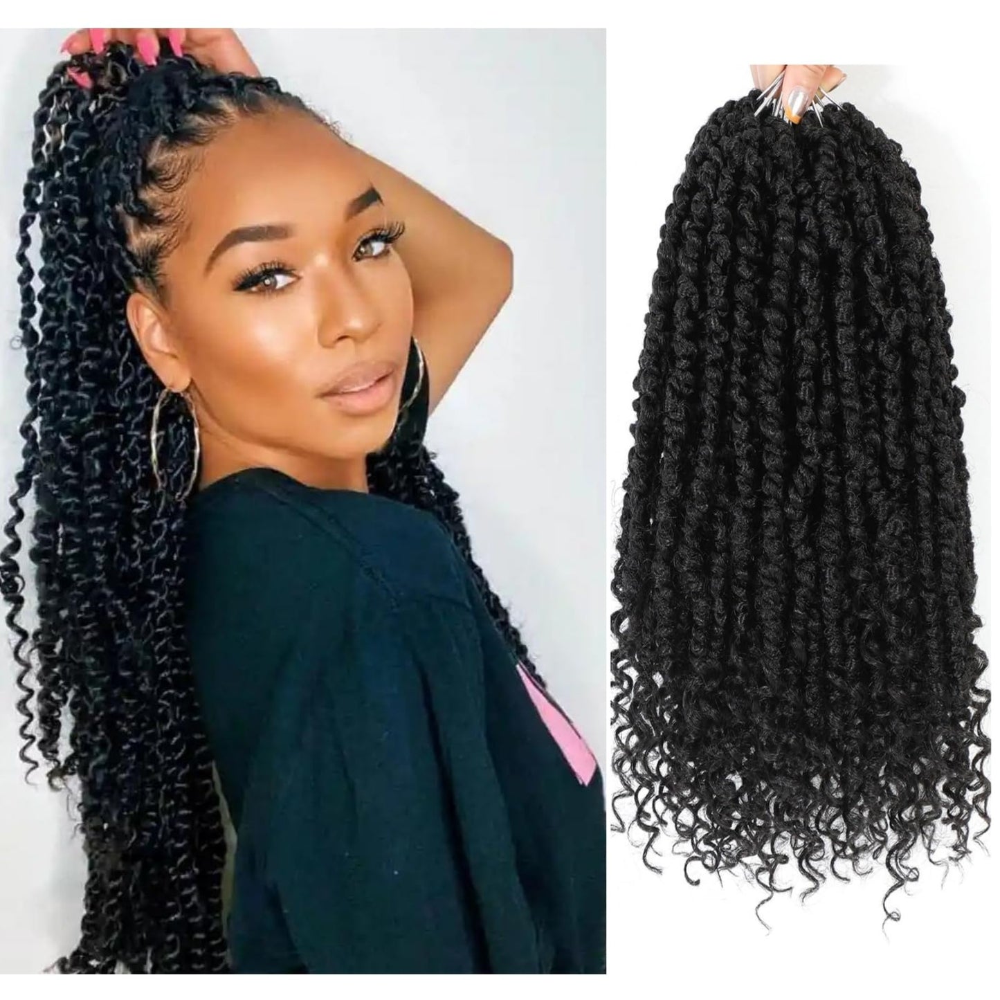 Passion Twist Crochet Hair,Passion Twist Hair 24 Inch,8 Packs Pre-twisted Passion Twist Hair,Short Passion Twist Crochet Braids,Pre Looped Crochet Hair for Black Women(1B)