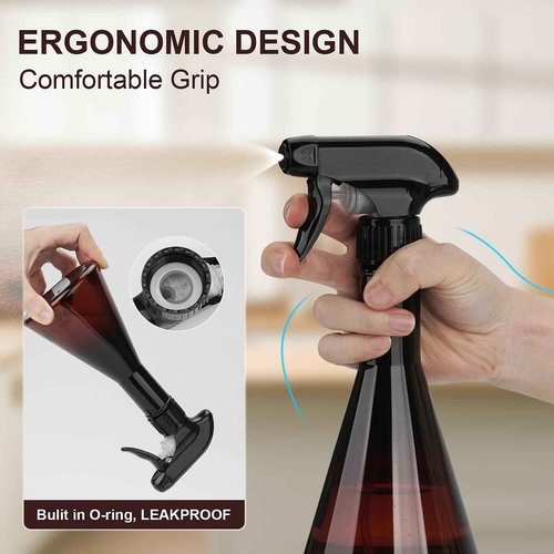 Hethyo Spray Bottles 10oz/300ml 2 Pack Plastic Mist/Stream Spraying Heavy Duty Plastic Water Spray Bottles for Hair, Cleaning Solutions, Plants (Brown)