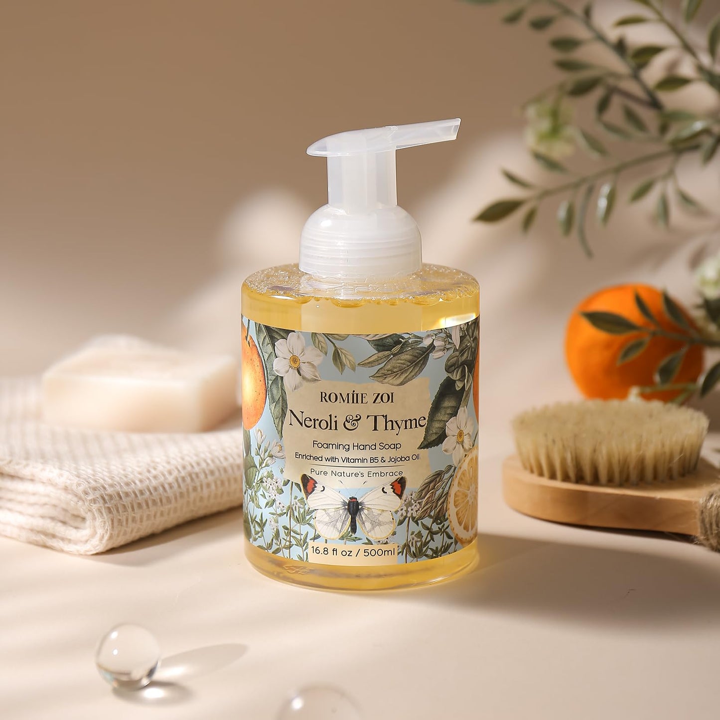 ROMIIE ZOI Foaming Hand Soap with Gift Box- Neroli & Thyme - Biodegradable Formula Moisture & Revitalize - 500 ml/ 16.8 fl oz