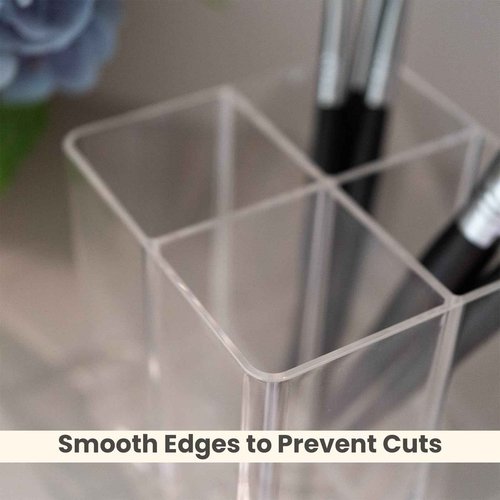 LiveGlow Clear Makeup Brush Holder,Acrylic Rotating 360°Makeup Brush Organizer,Pen holder with 4 Grids,Makeup Holder for Courtup,Containers for Desk,2pc