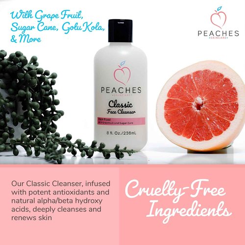 Hydrating Facial Cleanser – Gentle Daily Face Wash with Grapefruit, Sugar Cane, and Gotu Kola – Lightly Exfoliating Vegan Formula for All Skin Types – Classic Cleanser (8 oz)