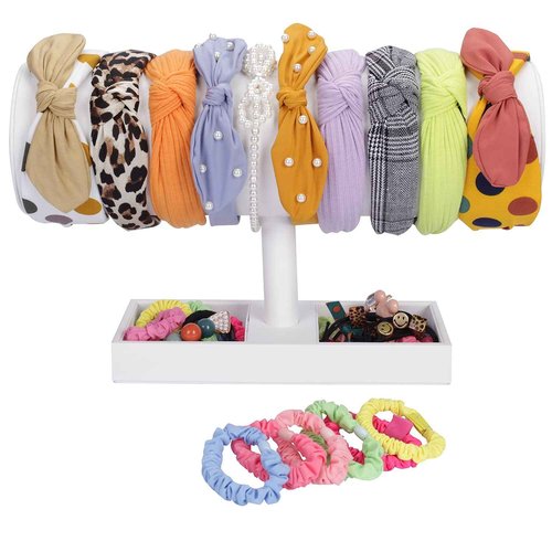 SYYSY White Leather Headband Holder Organizer Storage Headband Stand Display Baby Headband Organizer for Girls Women
