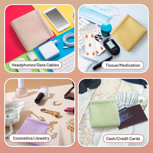 Muswelf 4.72″x4.72″ Small Pouches for Purse, 4PCS Cute Snap Closure Storages, Mini Organizer for Inside Large Makeup Bag, Organize Cosmetic, Lipstick, Jewelry, Card, Coins in Women's Handbag/Travel