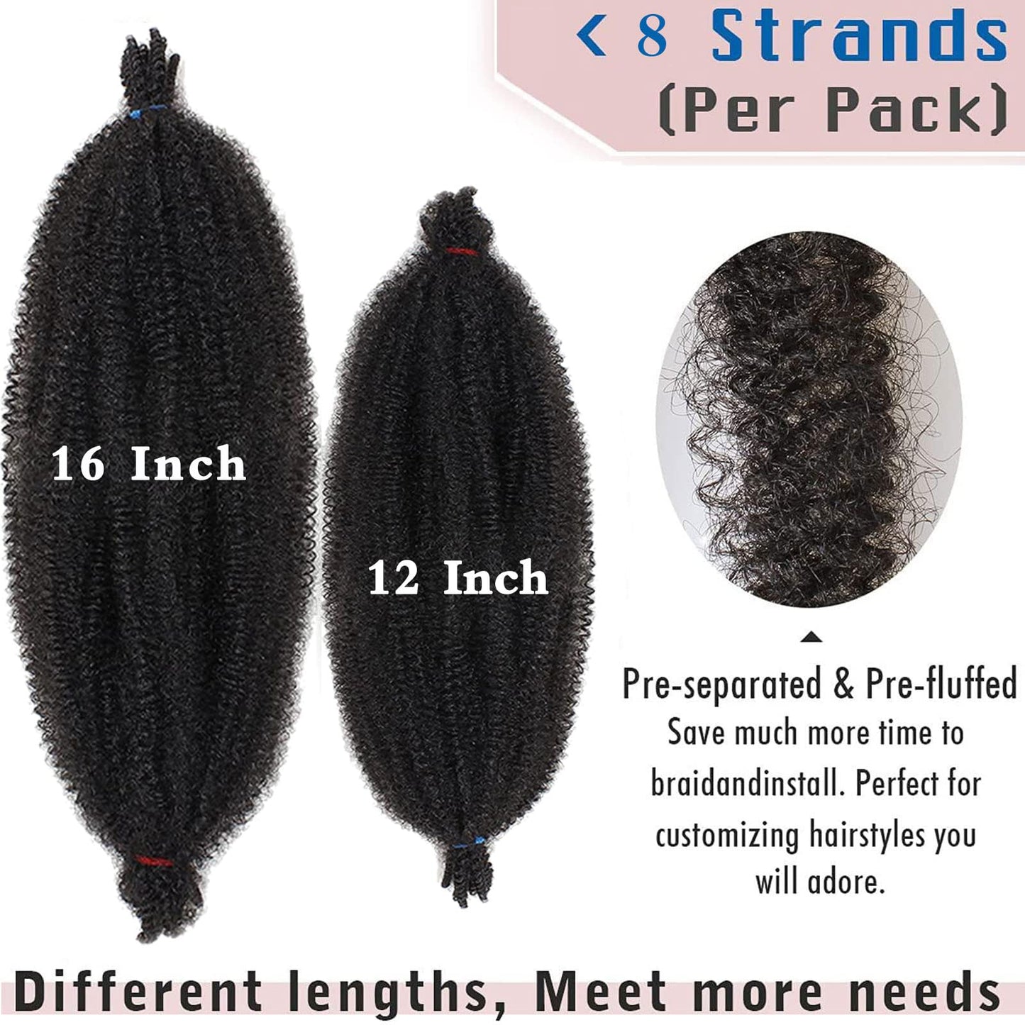 12 Inch 3 Packs Pre-Separated Springy Afro Twist Hair Pre Fluffed Wrapping Hair For Soft Locs Blonde Spring Twist Hair Natural Marley Twist Braiding Hair Synthetic Extension (12 Inch 3Pcs,613#)