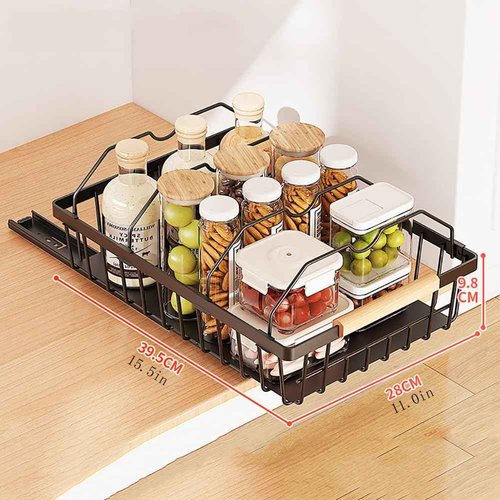 GarveeHome Pull Out Cabinet Organizer Expandable Slide Out Drawer Organizers, No Drill Pull Out Drawers Adhesive Compatible Framed Cabinets Shelves for Kitchen Pantry