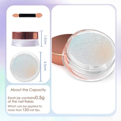 Laza Unicorn Chrome Nail Powder Glazed Donut Nails Metallic Mirror Effect Pigment Shimmer Pearl Powder Iridescent Nail Glitter Fairy Dust for Nail Art Supplies Gel Polish Manicure – Moonlight Unicorn