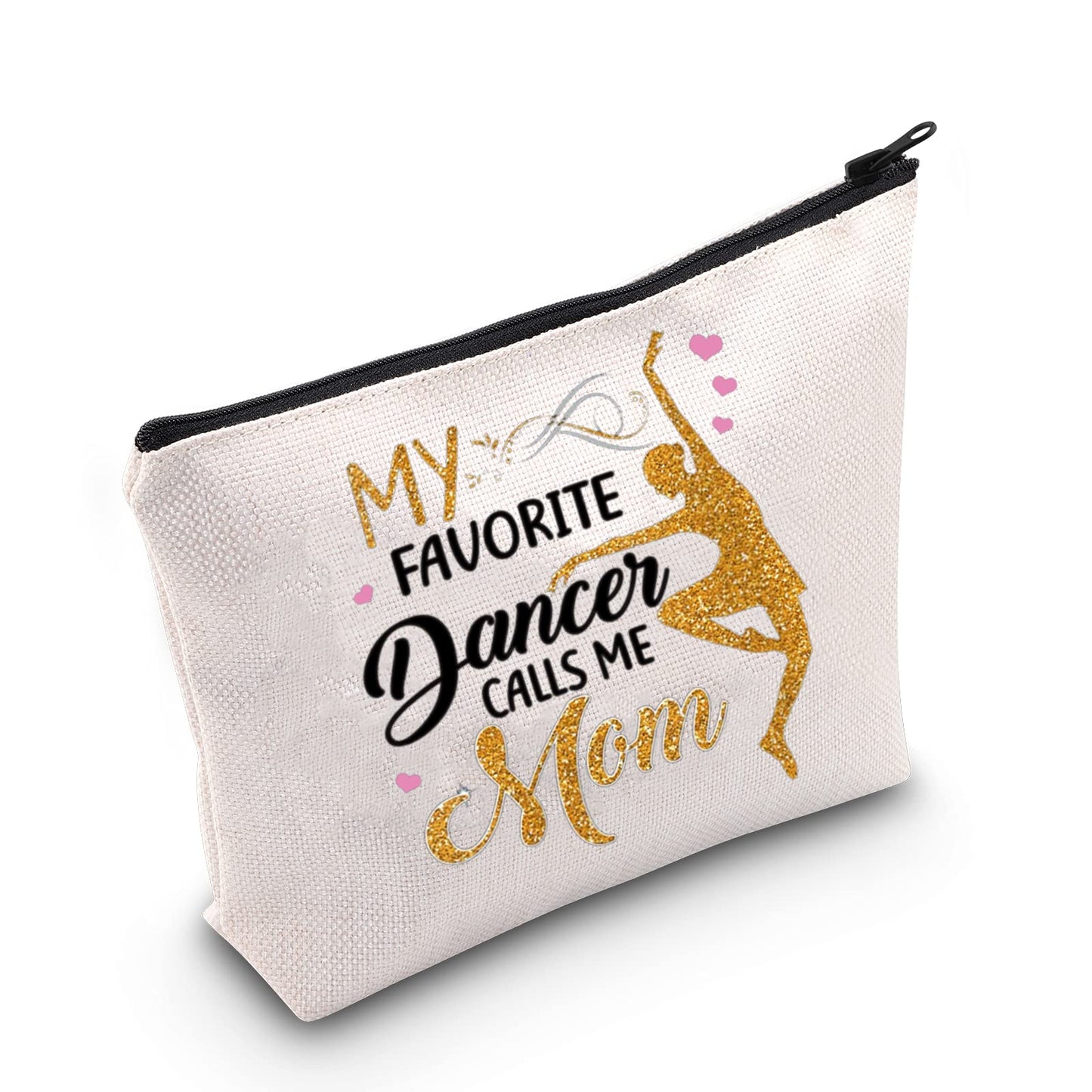 MEIKIUP Dance Mom Gift Ballet Mom Makeup Bag Dance Womens Gift My Favorite Dancer Calls Me Mom Travel Zipper Cosmetic Bag (Dancer Calls Me Mom bag)