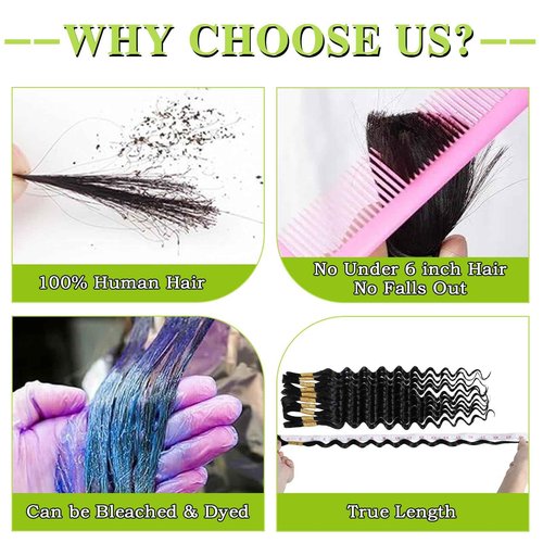 Human Braiding Hair 12A Deep Water Wave Bulk Human Hair 75g 18 Inch No Weft 10 Braids Per Pack Wet and Wavy Braiding Natural Black