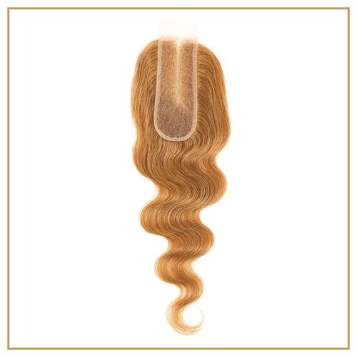 ALHER Long Deep Part 2x6 Lace Closure Honey Blonde Color 27 Body Wave, Sun-kissed Vibe Golden Blonde 2x6 Kim K HD Lace Closure Pre Plucked With Baby Hair, 12A 100% Virgin Remy Human Hair Closure 14 IN