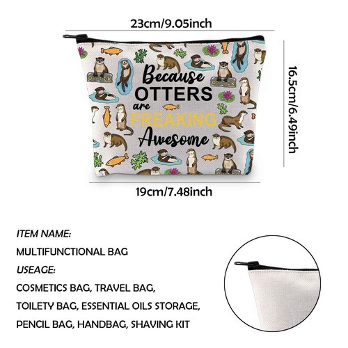 WCGXKO Sea Otter Gifts Otter Lover Gift Because Otters Are Freaking Awesome Zipper Pouch Makeup Bag (OTTERS)