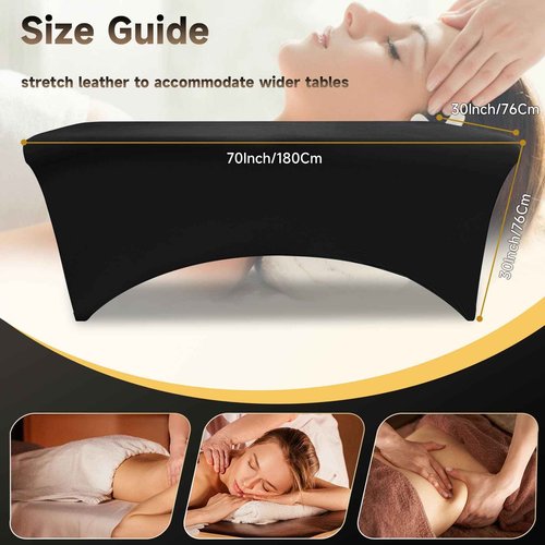 Elastic Lash Bed Cover Black Massage Table Cover Made of 90% Polyester and 10% Spandex, Spa Sheet Set for Lash Extension Bed or Massage Table