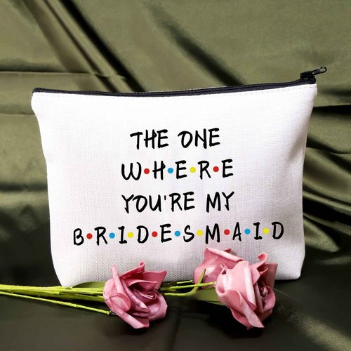 BDPWSS Bridesmaid Gift from Bride Bridesmaid Makeup Bag For Friend Sister Wedding Party Cosmetic Bag Bridal Shower Gift Bridesmaid Proposal Gift Bachelorette Party Favors (the bridesmaid CB)