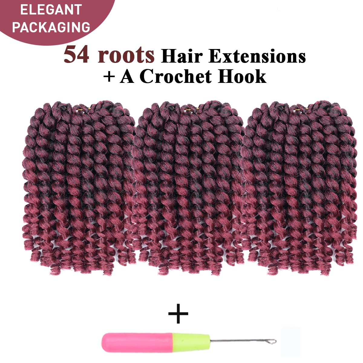 Wand Curl Crochet Hair Extensions 3Packs Curly Synthetic Jamaican Bounce Crochet Hair 12Inch Shoulder Length #TBUG 18Strands/Pack 80Roots Crochet Hair Extensions for Women