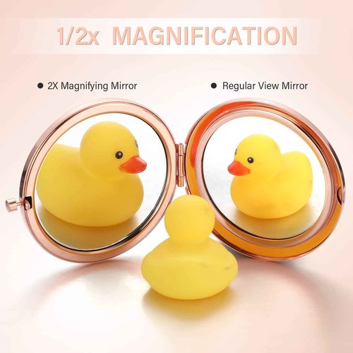 Roowest 12 Pcs Inspirational Compact Mirror Christmas Small Gifts for Mom Women Bulk Double Sided Travel Thank You for Being Awesome Makeup Magnifying Pocket Mirror for Purse(Rose Gold)