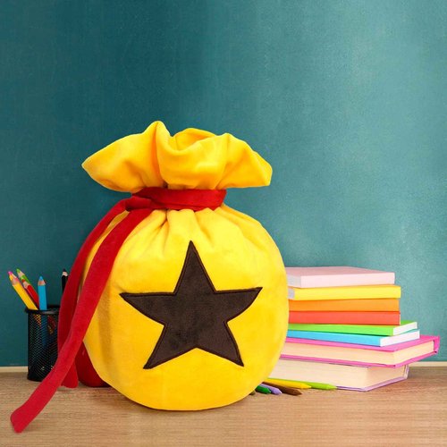 Travel-Friendly Animal Bells Bag Drawstring Plush Travel Makeup Cosmetic Storage Bags Organizer with Embroidered Star Patch Two Size (Large)