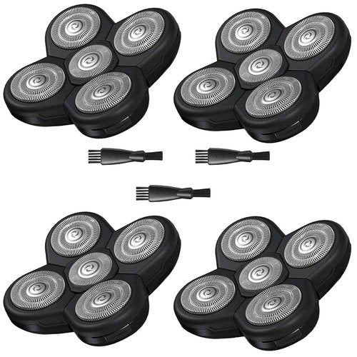 4 Pack Head Shaver Replacement Blades, 5 - Blade Shaver Replacement Heads for Bald Men Freedom Shaving, Head and Face Electric Razor Refills, with 3 Cleaning Brush