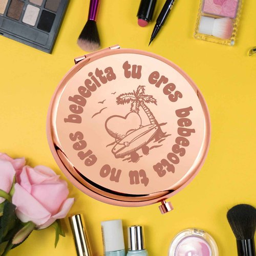KEYCHIN Tu No Eres Bebecita Eres Bebesota Pocket Mirror Latin Music Fans Gifts Latin Song Lyric Compact Makeup Mirror (Tu No Eres-RG)