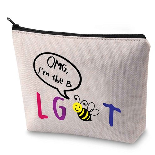 BLUPARK Funny LGBT Gift Gay Pride Bee Makeup Bag OMG I'm The LGBT Cosmetic Bag (I'M THE B)