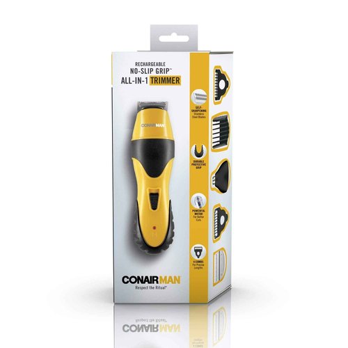 ConairMAN All-in-One Beard Trimmer for Men for Face, Nose and Ear Hair Trimmer,6 piece Men's Grooming Kit, Cordless/Rechargeable