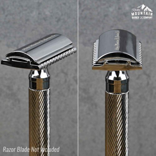 Men's Double Edge Safety Razor - Premium, Heavy Duty Safety Razor, 3 Piece Closed Comb Design For a Closer Shave - Made with Brass & Metal Finish by Rocky Mountain Barber Company