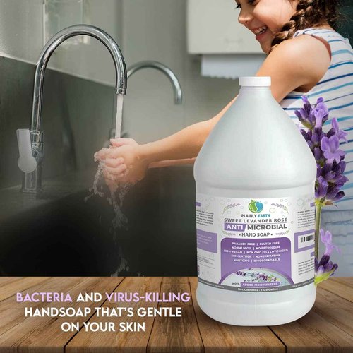 Plainly Earth Antimicrobial Liquid Hand Soap (1 US Gallon) - Antibacterial Soap Refill - Hand Soap Refill Bottle - Cruelty Free Moisturizing Soap, Sweet Lavender Rose