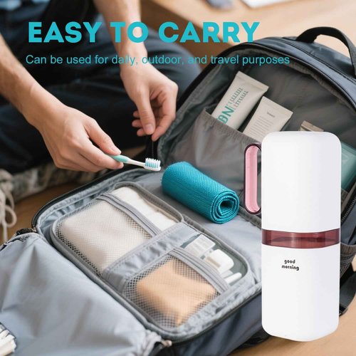 Travel Toothbrush Holder,Toothbrush Holder and Rinse Cup with Handle Toothbrush Travel Case and Portable Travel Pouches for Toiletries Set (Green+Purple+4pc Bag)