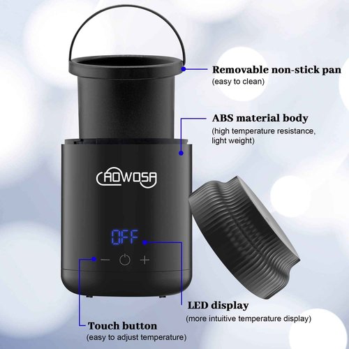 Mini Wax Pot Warmer for Hair Removal, Professional Portable Digital Wax Heater Machine for Facial Body SPA Salon, with 200ml Non-stick Pot, ℃/℉ Switchable Display, 100 Brow Sticks