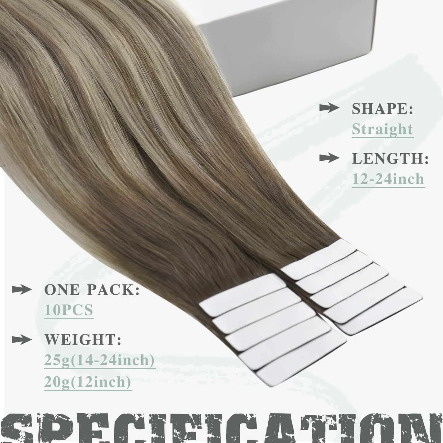 Ve Sunny Brown Tape in Hair Extensions Light Ash Brown Hair Color Cool Brown Fading to Ash Brown Mix Light Blonde Tape in Hair Extensions for Women Hair Extension Tape in 20g 10pcs 12inch