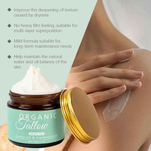 Maidlure Grass-fed Beef Tallow with Frankincense Oil & Castor oil, Organic Tallow and Manuka Honey Face Moisturizer for Skin, Hydrating & Nourishing Balm for Sensitive Skin (1)